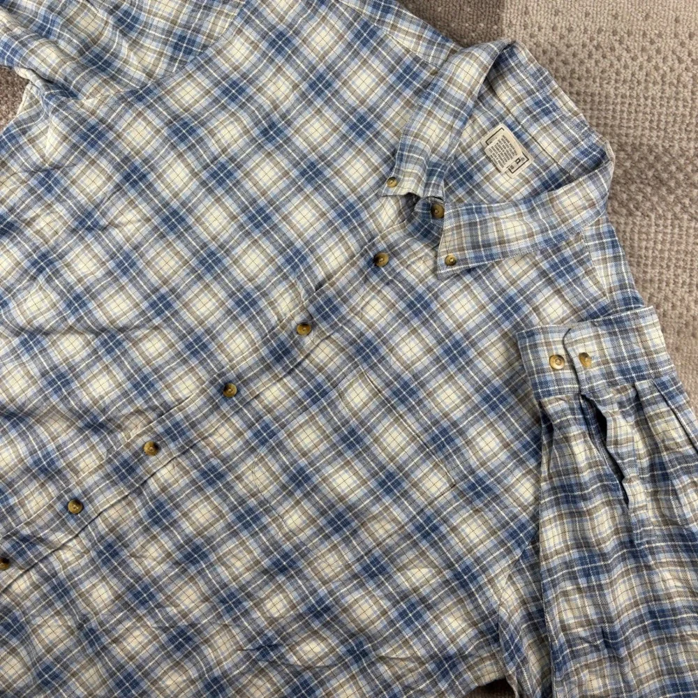 LL Bean Mens XL Regular Blue Plaid Long Sleeve Button Down Cotton Shirt DBX6